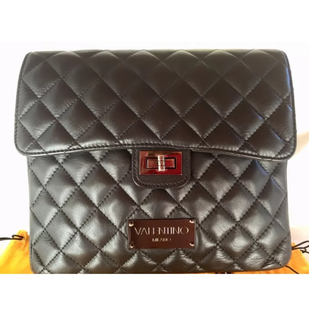 Mario Valentino Black Dora Quilted Leathe Bac